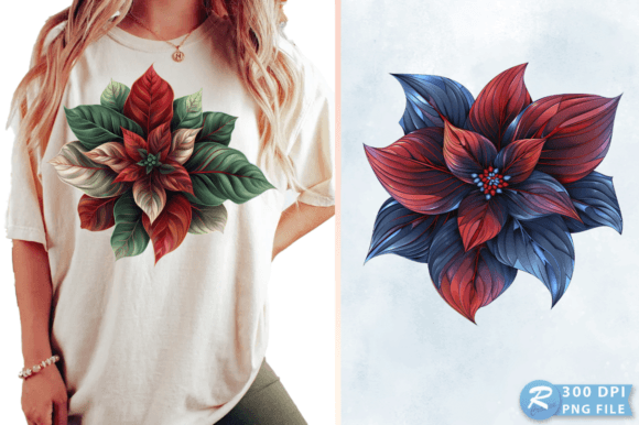 Download Watercolor Poinsettia Christmas Clipart - Set Collection