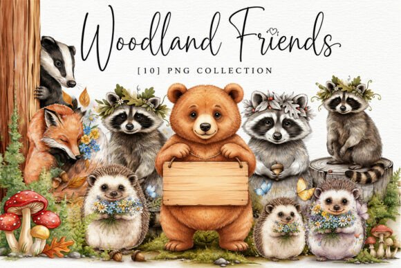 Download Cute Forest Animals Clipart Png Set - Set Collection