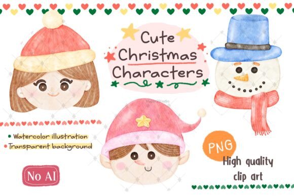 Download Cute Christmas Character Head Set - Set Collection