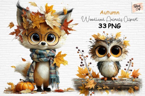 Download Autumn Woodland Animals Clipart Set PNG - Set Collection