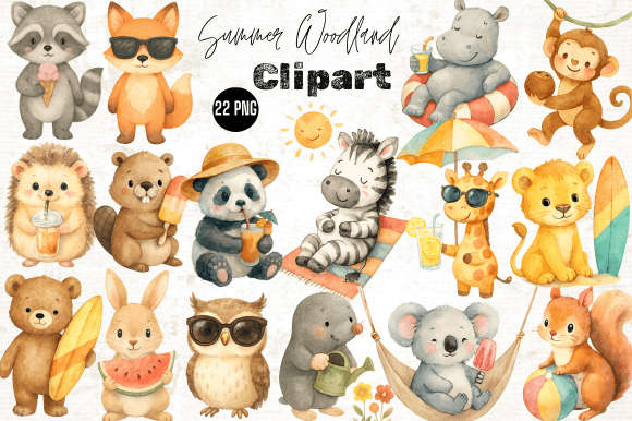 Download Summer Woodland Animals Clipart Bundle - Woodland animals clipart Collection