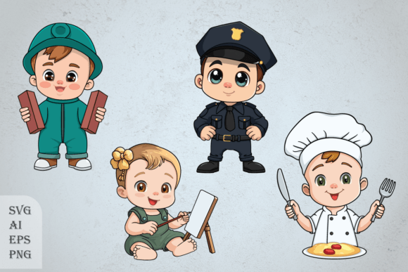 Download Children in Different Professions Set - Set Collection