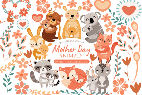 Download Mother's Day Forest Animals PNG Set - Set Collection
