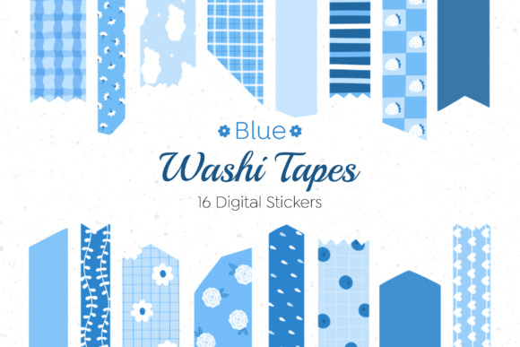 Download Digital Washi Tape Blue Set - Set Collection