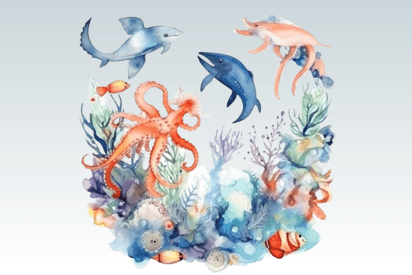 Download Underwater Watercolor Collection - Underwater watercolor collection Collection