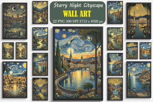 Download Starry Night Cityscape Wall Arts - Starry Collection