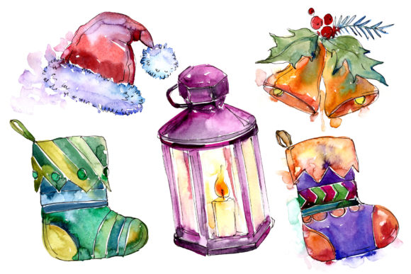 Download Watercolor Christmas Collection Elements Set - Set Collection
