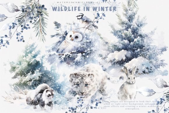 Download Watercolor Winter Animal Clipart Set - Set Collection