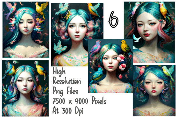Download Woman Among Flora and Fauna Set of 6 - Set Collection