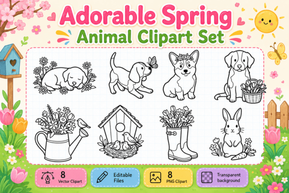 Download Adorable Spring Animal Clipart Set - Set Collection