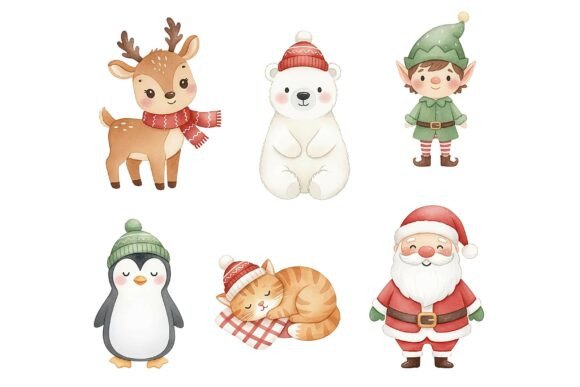 Download Cute Christmas Character Clipart Set - Set Collection