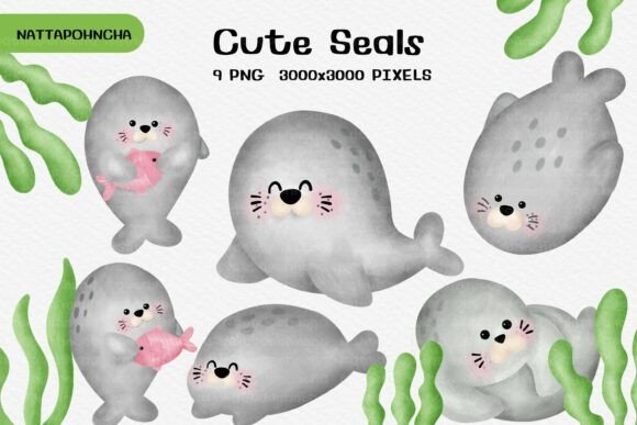 Download Cute Seal Clipart PNG Set - Set Collection