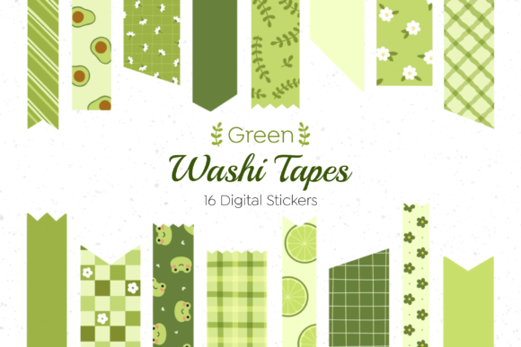 Download Digital Washi Tape Green Set - Set Collection
