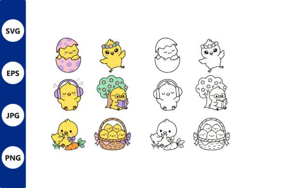 Download Playful Easter Chick Clipart Set - Set Collection