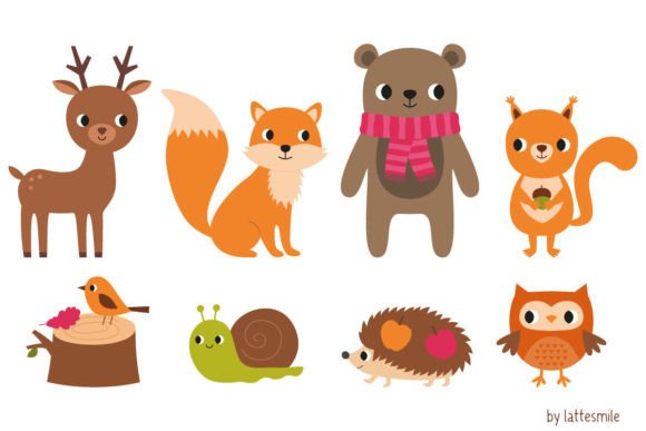 Download Cute Forest Animals Set, 8 PNG Images - Set Collection