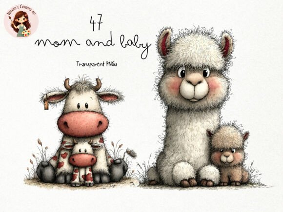 Download Mom Baby Animals Clipart PNG Set - Set Collection