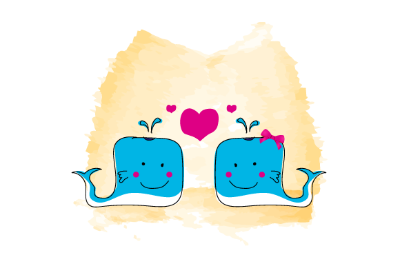 Download Illustration Couple Cartoon Animal Whale - Cartoon animal Collection