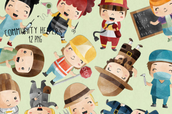Download Watercolor Community Helpers | Set of 12 - Set Collection