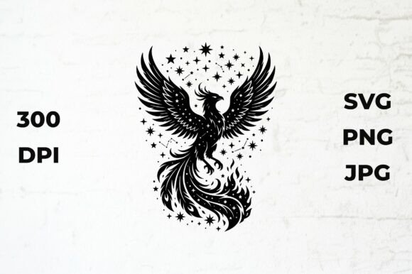 Download Phoenix Silhouette with Starry Backdrop - Starry Collection