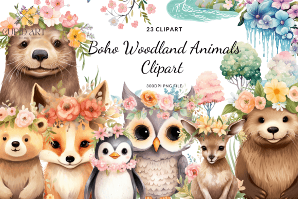 Download Boho Woodland Animals Clipart Bundle - Woodland animals clipart Collection