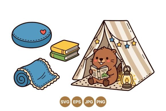 Download Cute Camping Bear Clipart Set - Set Collection