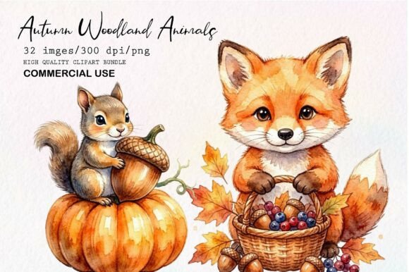 Download Autumn Woodland Animals Clipart Bundle - Woodland animals clipart Collection