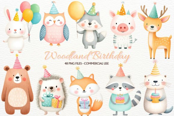 Download Birthday Woodland Animals Clipart PNG - Woodland animals clipart Collection