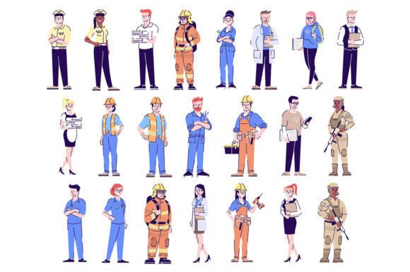 Download Professions Flat Vector Illustration Set - Set Collection