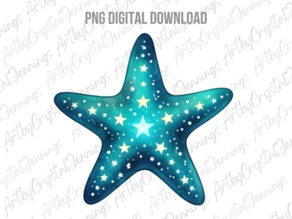 Download Teal Starfish Starry Night PNG - Starry Collection