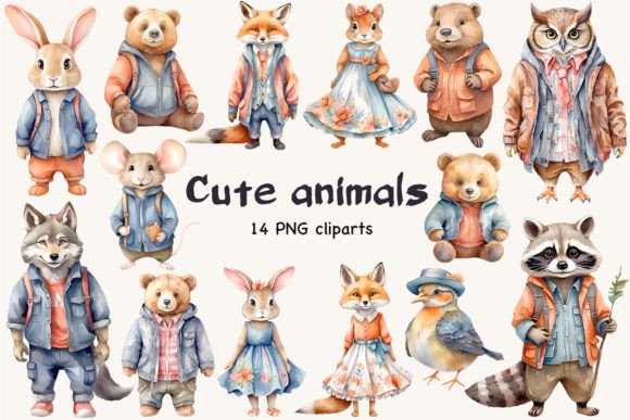 Download Cute Forest Animals Clipart Set - Set Collection