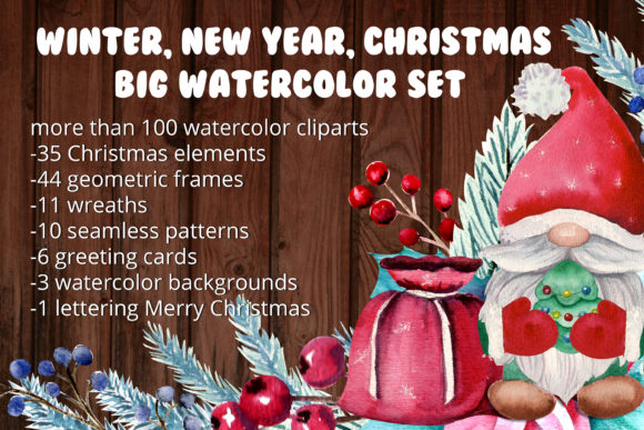 Download Winter, Christmas. Big Watercolor Set - Set Collection