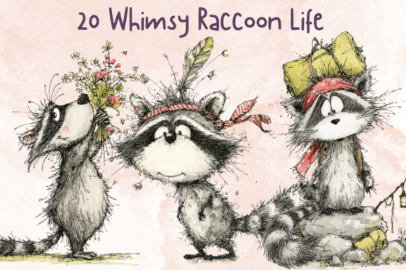 Download Storybook Whimsy Raccoon Clipart Set - Set Collection