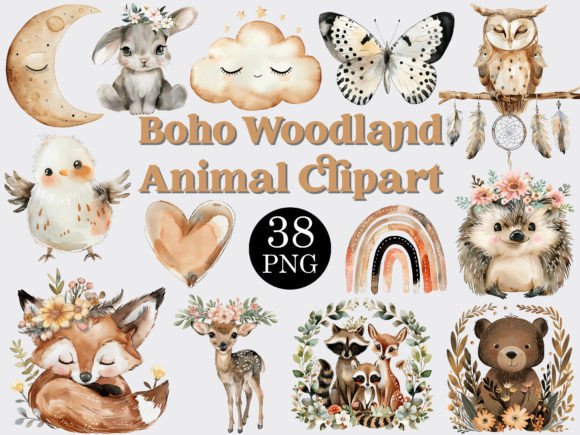 Download Watercolor Boho Woodland Animals Clipart - Woodland animals clipart Collection