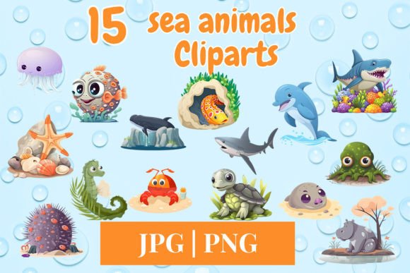 Download Sea Animal Clipart Set 640 - Set Collection