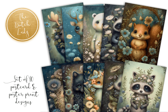 Download Cute Forest Animals Postcard Print Set 1 - Set Collection