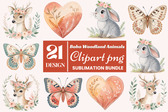 Download Boho Woodland Animals Clipart PNG Bundle - Woodland animals clipart Collection