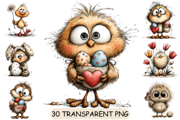 Download 30 Cute Easter Chick PNG Clipart Set - Set Collection