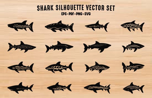 Download Zebra Shark Silhouette Shark Clipart Set - Set Collection
